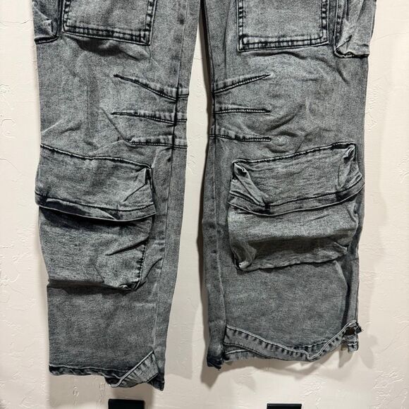 Daisy Mineral Wash Multi Pocket Cargo Jeans - Charcoal - Picture 3 of 7